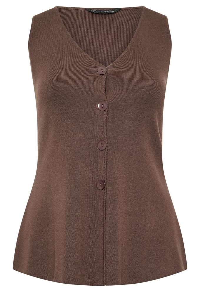 Limited Collection Chocoladebruin Gilet Met Uitlopende Zoom Size 46-48