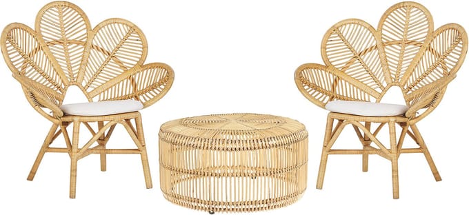 FLORENTINE / LIMNI - Bistroset voor 2 - Lichtbeige - Rotan