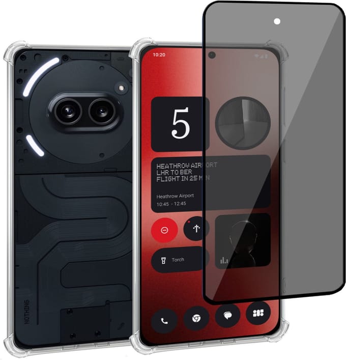 Geschikt voor Nothing Phone 2a / 2a Plus - Hoesje + Privacy Screenprotector – Privé - Gehard Glas Cover