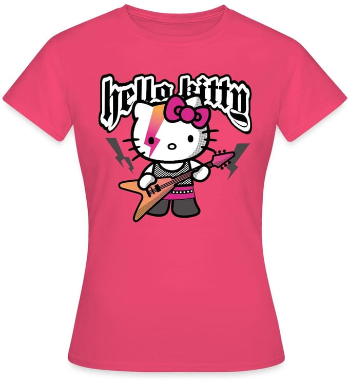 Hello Kitty In Een Rockoutfit Speelt E-gitaar T-Shirt Dames