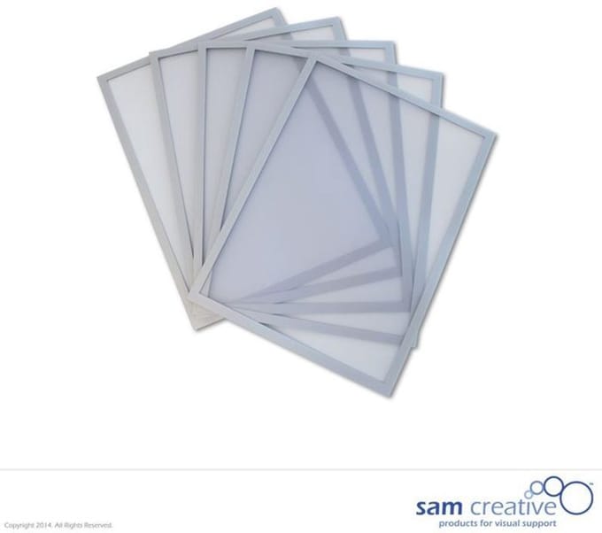 Sam Creative Whiteboard Magneten - Magneetvenster - Insteekhoezen - A4 - Zilver - 5 stuks