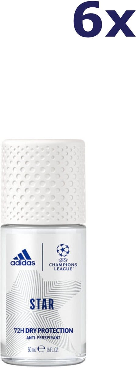 6x Adidas Roll On deodorant For Men Star champions league 50 ml