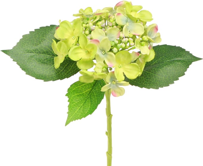 Kunsthortensia's Groene Bloemen Bladeren L43cm 2st
