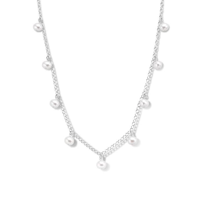 zilver gerhodineerd collier parels 41 + 4 cm 1336546