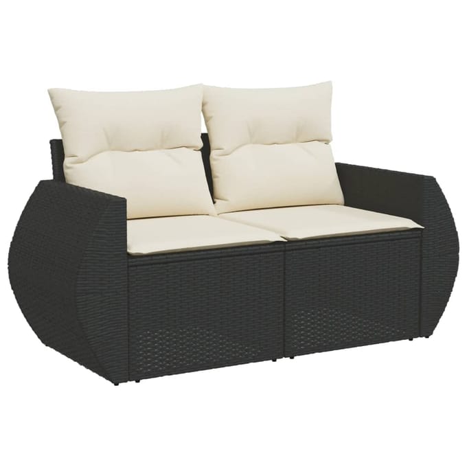 vidaXL - 10-delige - Loungeset - met - kussens - poly - rattan - zwart