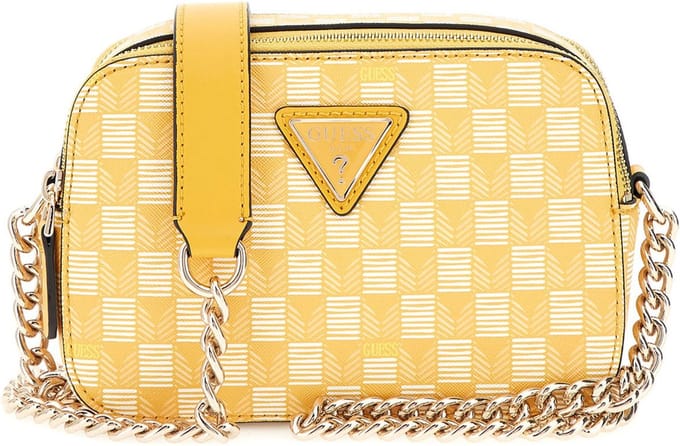 GUESS Schoudertas G Wave Camera Crossbody Yellow Logo Geel