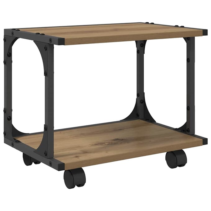 vidaXL - Printerstand - Artisanaal - eiken - 41 - x - 28 - x - 33,5 - cm - Bewerkt - hout