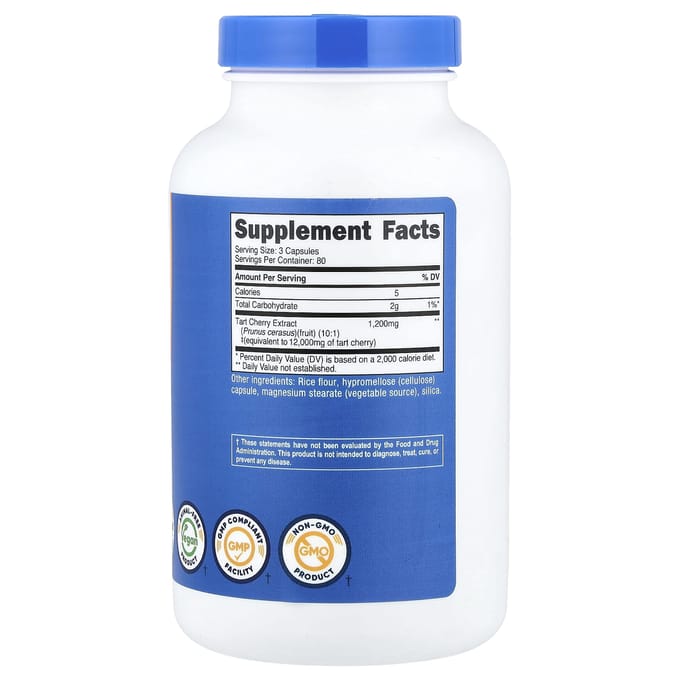 Nutricost, Cerise acidulée, 240 capsules (400 mg par capsule)