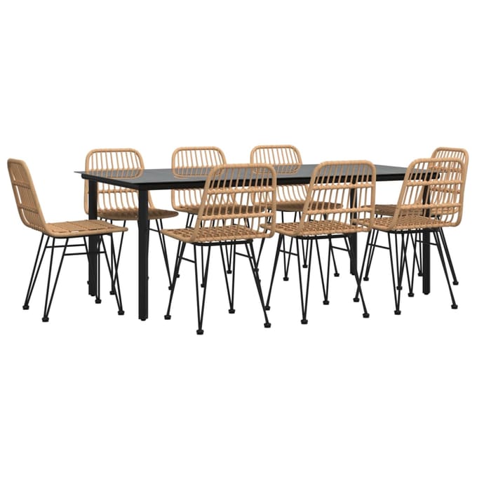 vidaXL - 9-delige - Tuinset - poly - rattan