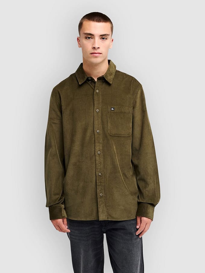 Quiksilver Smoke Trail Cord Overhemd Met Lange Mouwen Groen S Man