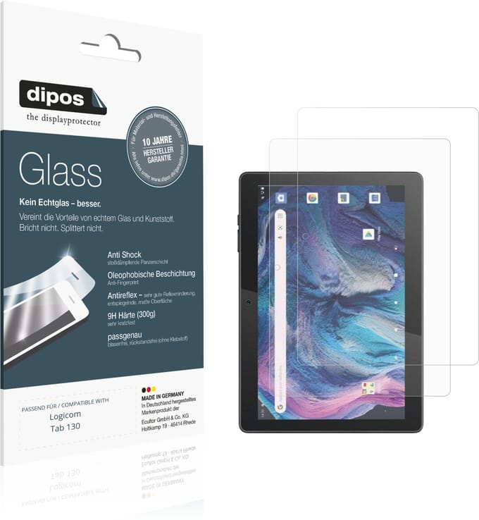 dipos – 2x Matte Pantserfolie geschikt voor Logicom Tab 130 | 9H Screenprotector