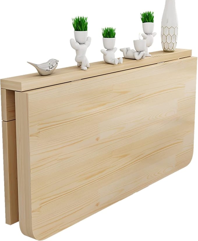 Inklapbare Eettafel - Wandtafel Klaptafel - Ruimte Besparen - Driehoekige Structuur - 40x30 cm - Natuurlijk Grenenhout