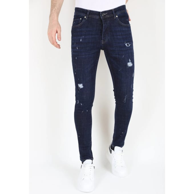 Heren Denim Jeans Slim-fit met Gaten -MM117- Blauw
