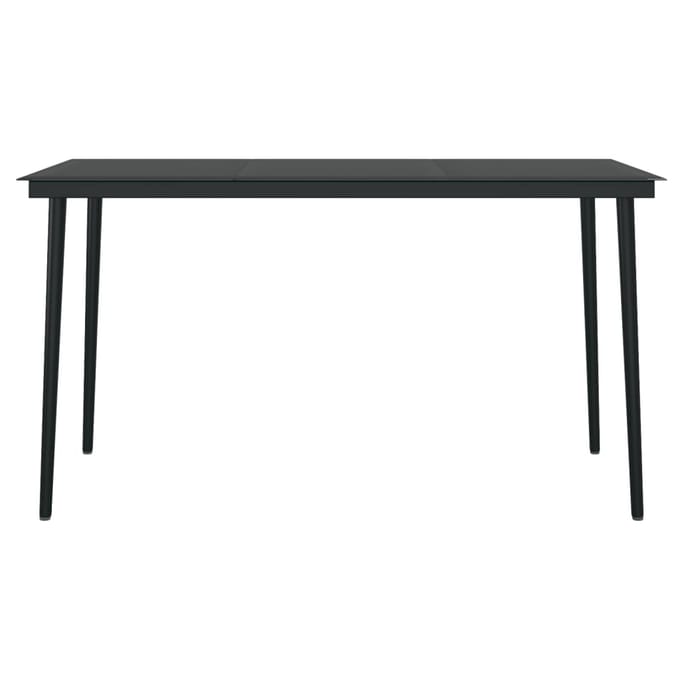 vidaXL - Tuintafel - 140x70x74 - cm - staal - en - glas - zwart
