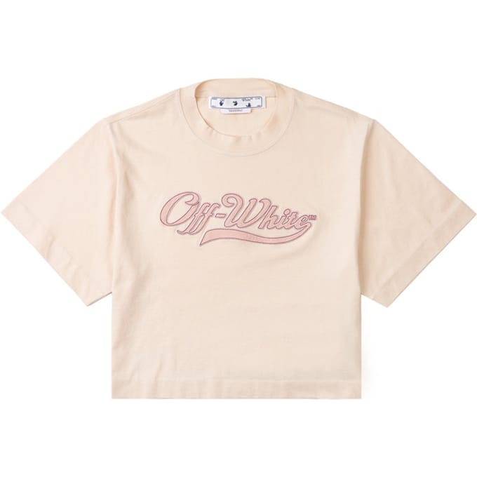 Off-white Geborduurd Honkballogo Cropped Tee Beige