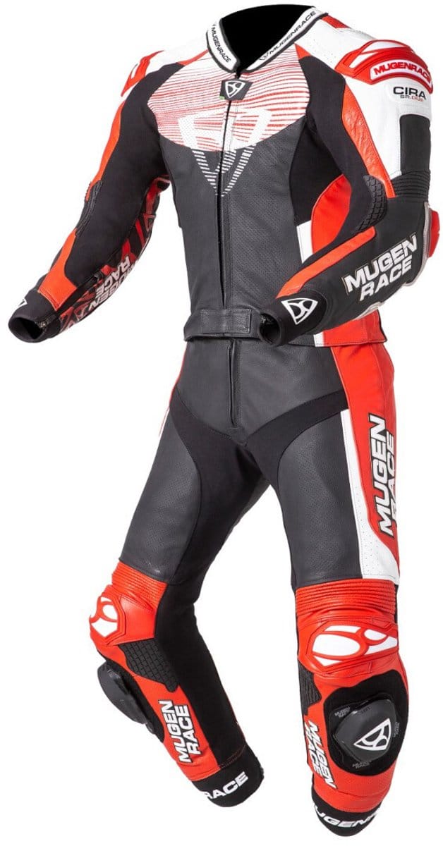 MUGENRACE Scorpion Zwart Wit Rood Geperforeerd 2-Delig Motorpak - Racepak