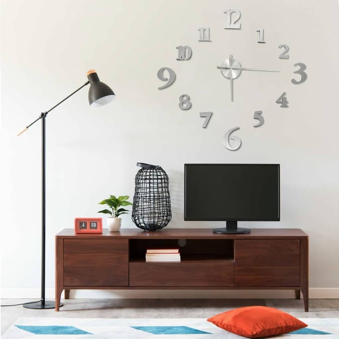vidaXL 3D-wandklok modern XXL 100 cm zilverkleurig