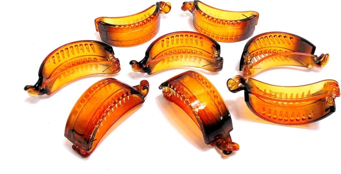 8 haarklemmen met sluitclip bruin