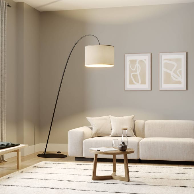 Nowodvorski Lighting Booglamp Alice met textiel kap coffee