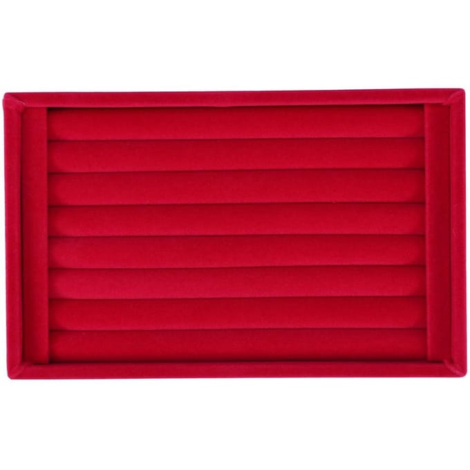 Plateau Présentoir à Bagues Fente Organisateur Bijoux Fantaisie Support Étui Boîte Vitrine Rouge rouge