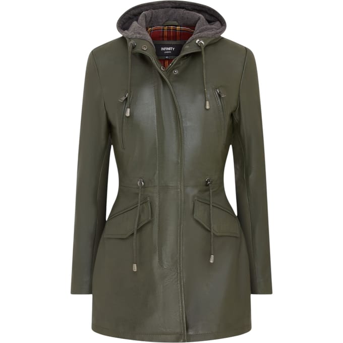 Groene, halflange parka met capuchon voor dames - Oakengates