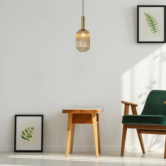 Lucide MALOTO - Hanglamp - Ø 20 cm - 1xE27 - Amber