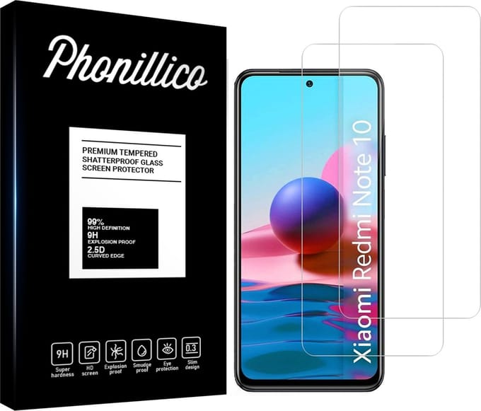 Screenprotector voor Xiaomi Redmi Note 10 4G - 2 stuks Beschermglas van glas Transparante glazen schermbeschermfolie