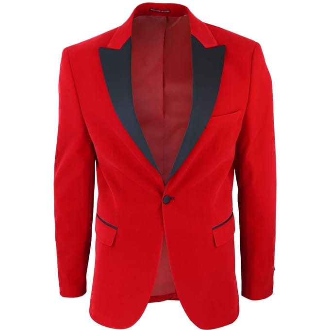 Heren rood fluwelen diner smoking colbert blazer