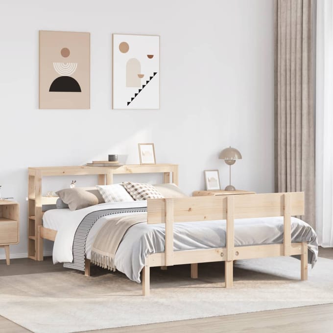 vidaXL - Bedframe - zonder - matras - massief - grenenhout - 140x200 - cm