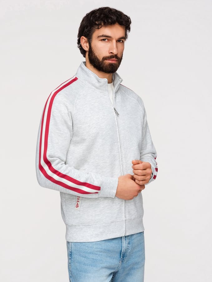 OMBRE Sweater - Regular Fit - Katoen - Lange Mouw Lichtgrijs Gemêleerd L