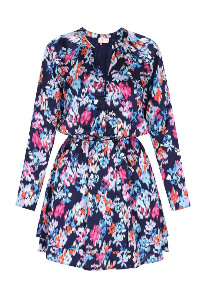 IZIA Jurk Dames Blauw Veelkleurig