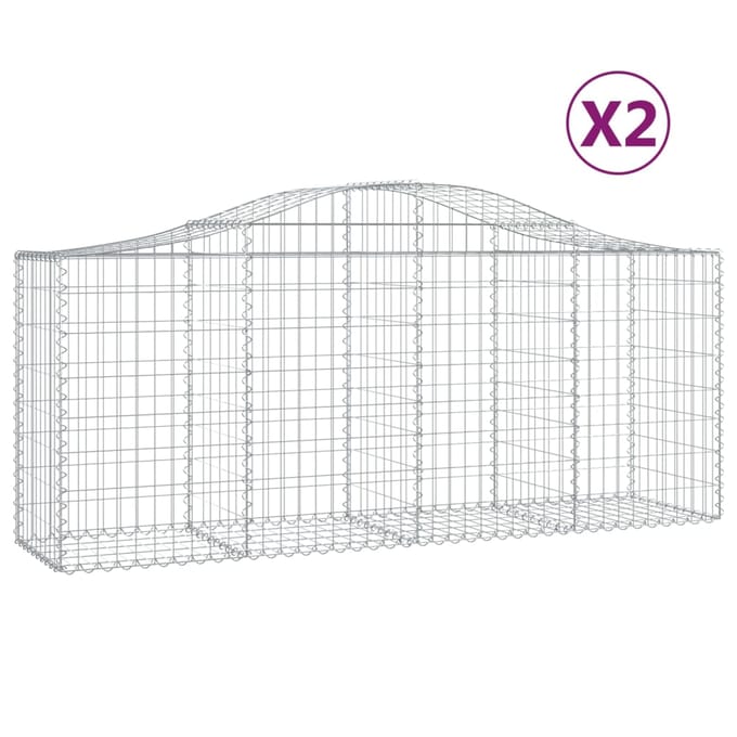 vidaXL - Schanskorven - 2 - st - gewelfd - 200x50x80/100 - cm - gegalvaniseerd - ijzer