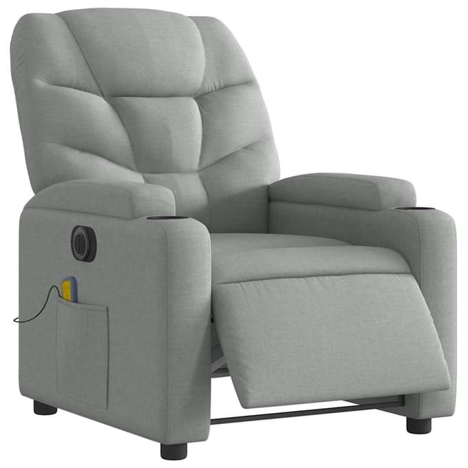 vidaXL - Massagestoel - elektrisch - verstelbaar - stof - lichtgrijs