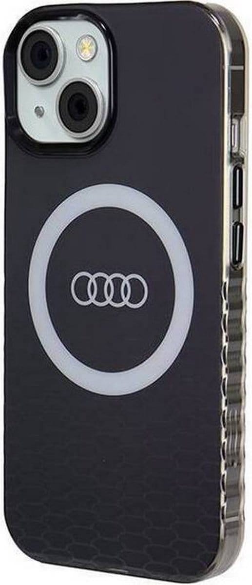 Audi IML Big Logo Back Case (MagSafe Compatible) - Geschikt voor Apple iPhone 15 (6.1") - Zwart
