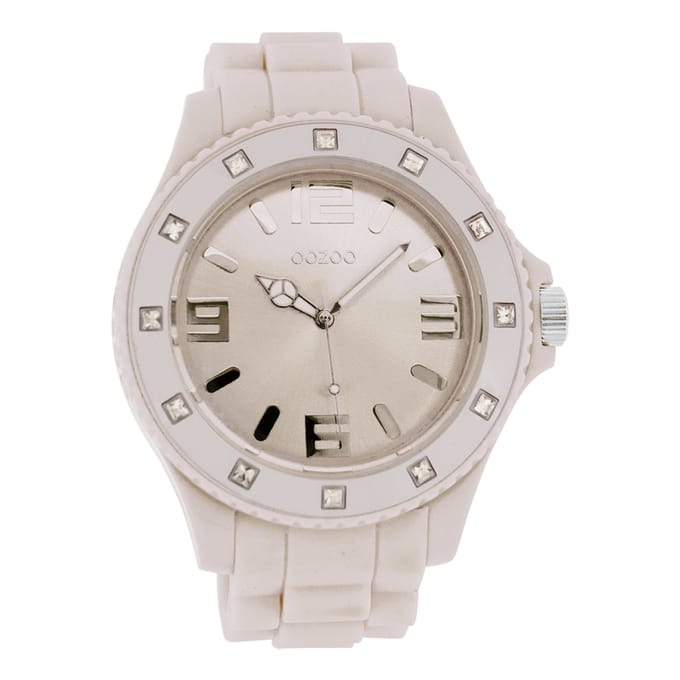 OOZOO Timepieces - Oud roze horloge met oud roze rubber band - C4338