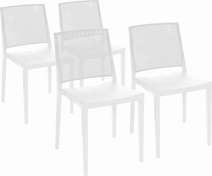 Terrasstoel Grid (set van 4) - wit - stapelbaar