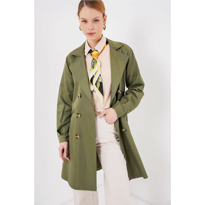 Dubbelbreasted Elastische Trenchcoat