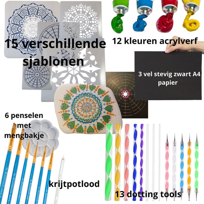 Mandala Dotting Starter Set - 51 delig - Sjablonen Hobby Volwassenen - Dotting Tools - Dot Painting - Verf