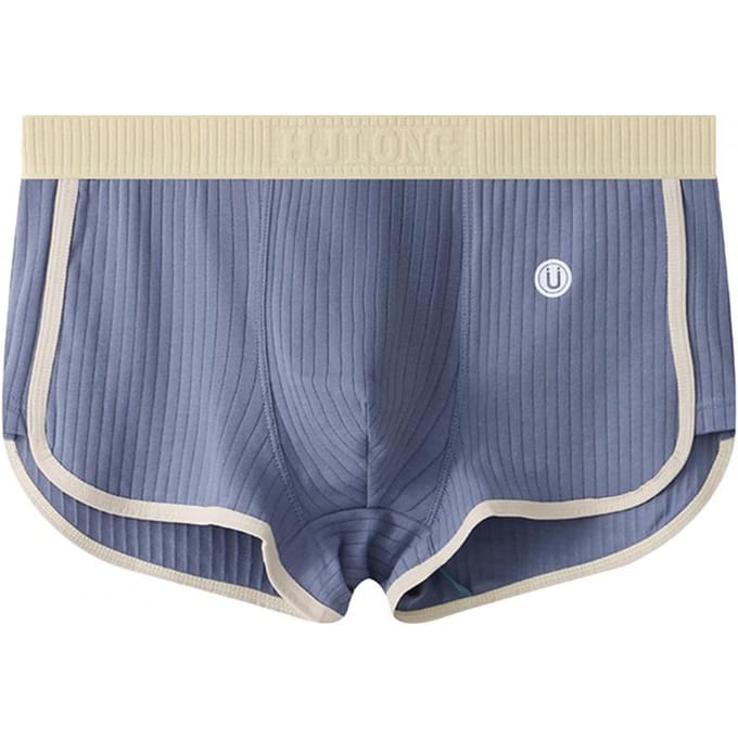Heren Boxer Ondergoed Mid-rise Elastische Tailleband Patchwork Kleur Shorts Slips U-convex Geribbelde Slips Dagelijkse Kleding M beige
