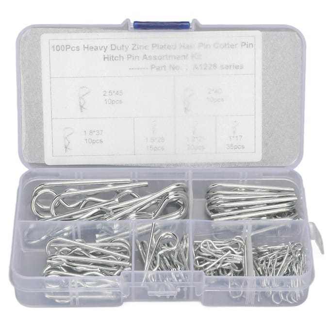 100 stuks R-clip assortimentset koolstofstalen haarspeldborgclip M1 M1.2 M1.5 M1.85 M2 M2.5 white