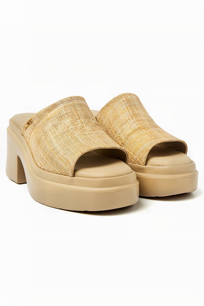 Nubikk Venga Slide Beige Raffia Taglia: 42 | Infradito Outlet | Donna | Marrone