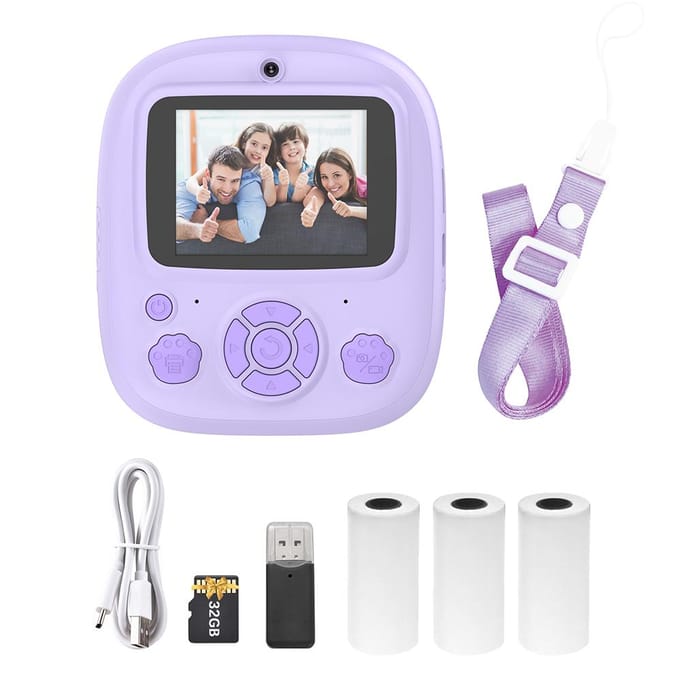 Kinderen Camera Instant Thermische Printer 2.4 Inch Scherm Digitale Camera Ondersteuning Timer Opname 0 paars