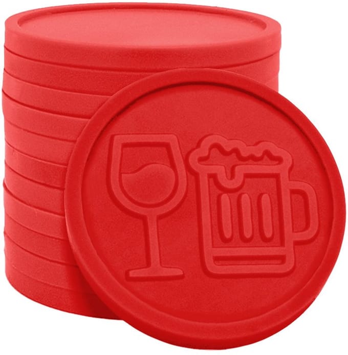 CombiCraft reliëfmunten bier/wijn rood Ø29mm - 250 stuks