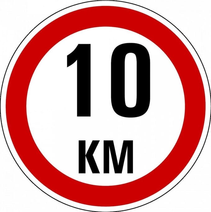 Maximaal 10 km bord, kunststof, A1 100 mm