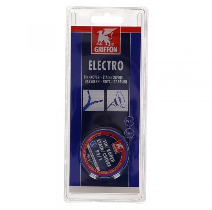 Griffon electro draadsoldeer tin/koper 99/1 harskern Ø 3 mm. - 100 gram