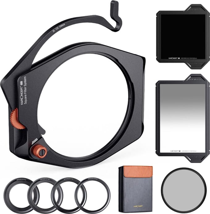 K&F Concept Filtrerkit 95mm CPL Filter + 100x100mm ND1000 Filter + Filterhouder + 4x Filter Adapterring 67/72/77/82mm
