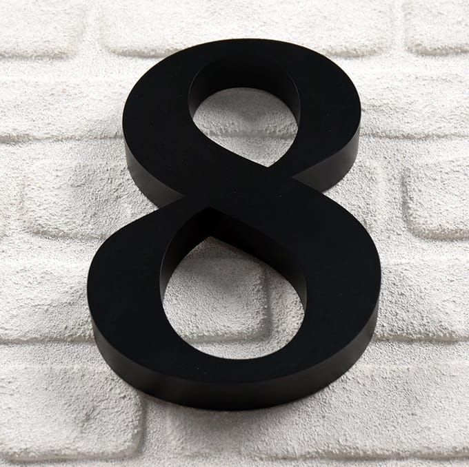 Promessa-Design - Huisnummer 8 RVS Zwart 3D Bold - Hoogte 25 cm - Dikte 3 cm - Type 3D/25/Zwart/8/RomaBold.