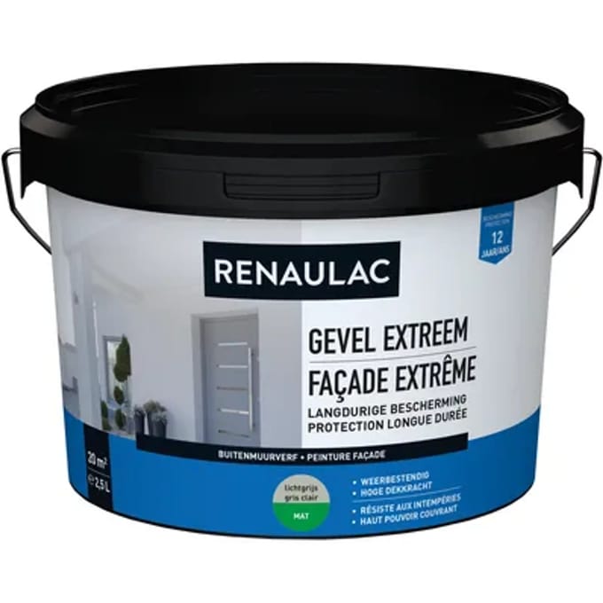 Renaulac Gevel Extreem Muurverf - Mat - Lichtgrijs - 2,5l