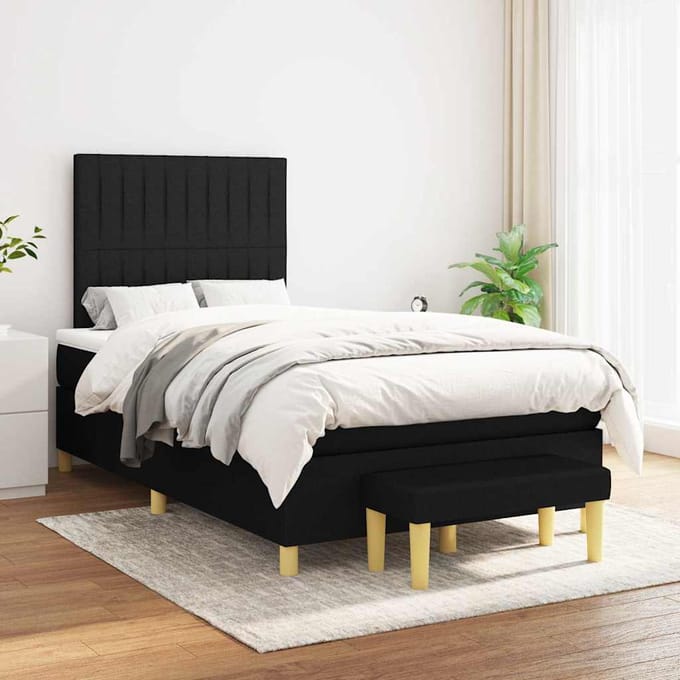 vidaXL - Boxspring - met - matras - stof - zwart - 120x190 - cm