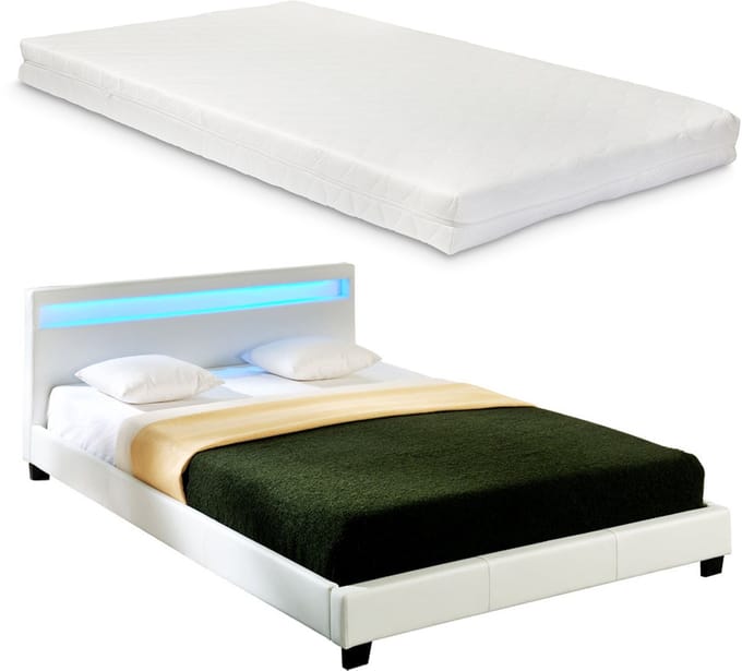LED-Ledikant Parijs incl. matras bedbodem 180x200 wit